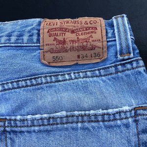 LEVI'S 550 MENS DENIM JEANS RED TAB 34 x 36 (NOTED DISTRESS)